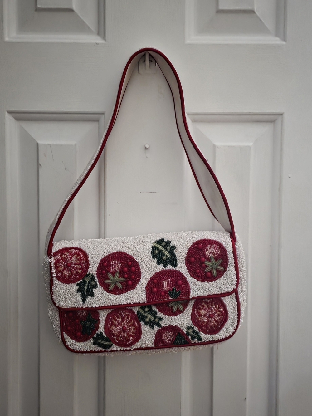 Beaded Tomato Shoulder Bag